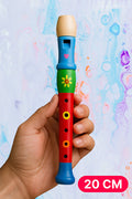 20 CM RENKLİ DESENLİ TAMAMI AHŞAP 6 DELİKLİ FLÜT